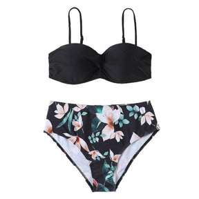 Encantador biquíni de natação alça ajustável confortável sutiã briefs conjunto cor sólida sutiã leopardo impressão briefs biquíni