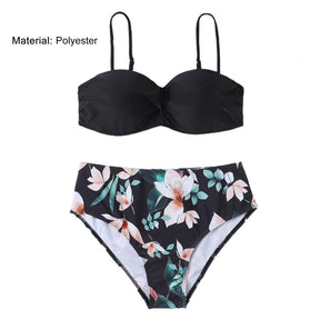 Encantador biquíni de natação alça ajustável confortável sutiã briefs conjunto cor sólida sutiã leopardo impressão briefs biquíni